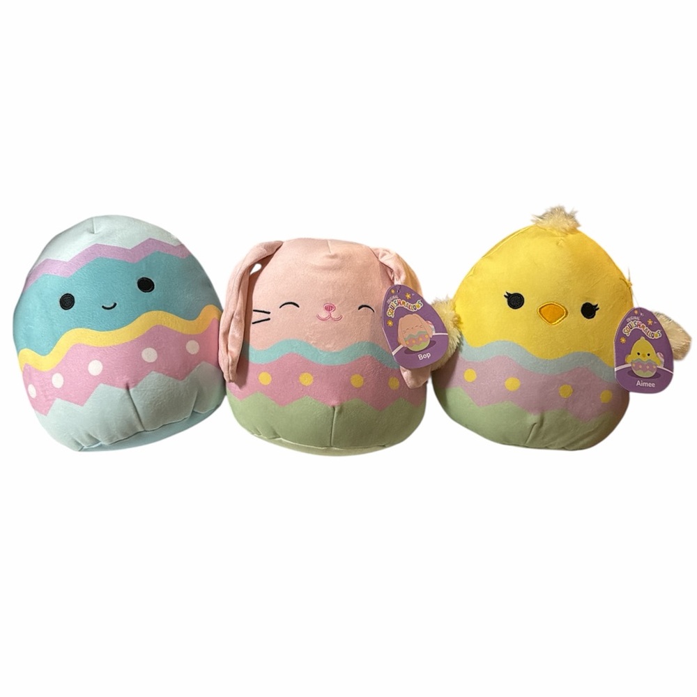 Squishmallow Easter Plushes Set of 3 Bunny Chick & Egg 8 inch Stuffed Animal Toy